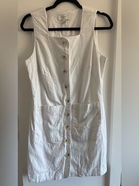 Banana Republic White Button-Front Sleeveless Mini Dress